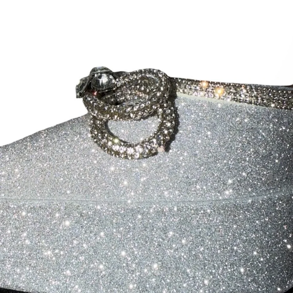 Silver Glitter Double Bow Platform Pumps Ankle Strap Heels 5.5 Wedding